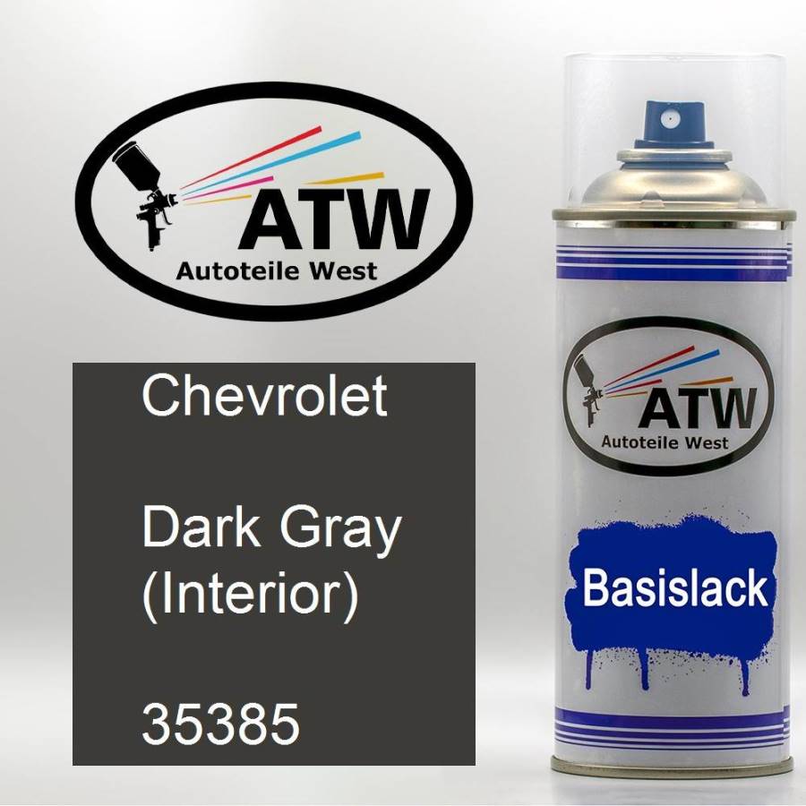 Chevrolet, Dark Gray (Interior), 35385: 400ml Sprühdose, von ATW Autoteile West.